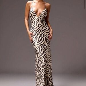 SHEIN Black and Cream Zebra Maxi Dress